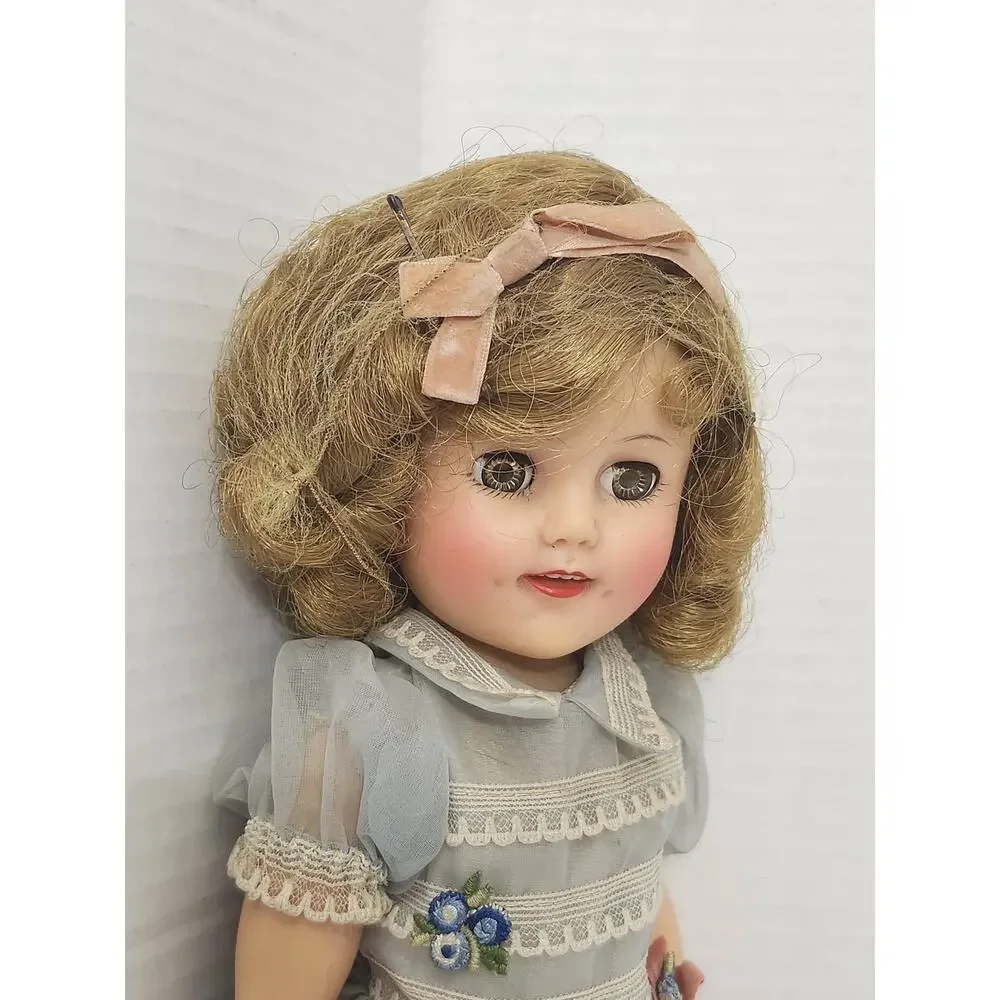 Vintage 1950s Ideal Shirley Temple Doll Blue Lace Dress